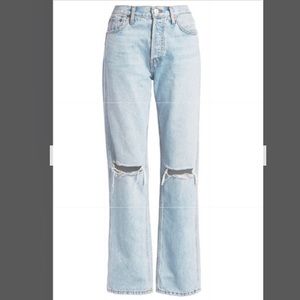 NWT Re/Done High Rise Loose Jeans in Bleached Destroyed, 26